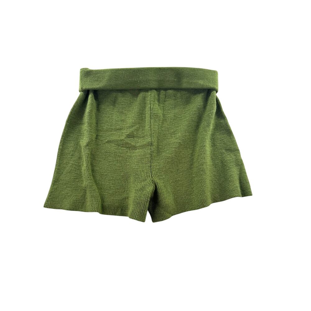 Free People Beach Malibu Surf Shorts Womens M Knit Green Pull On Boho Fold Over - Picture 2 of 7